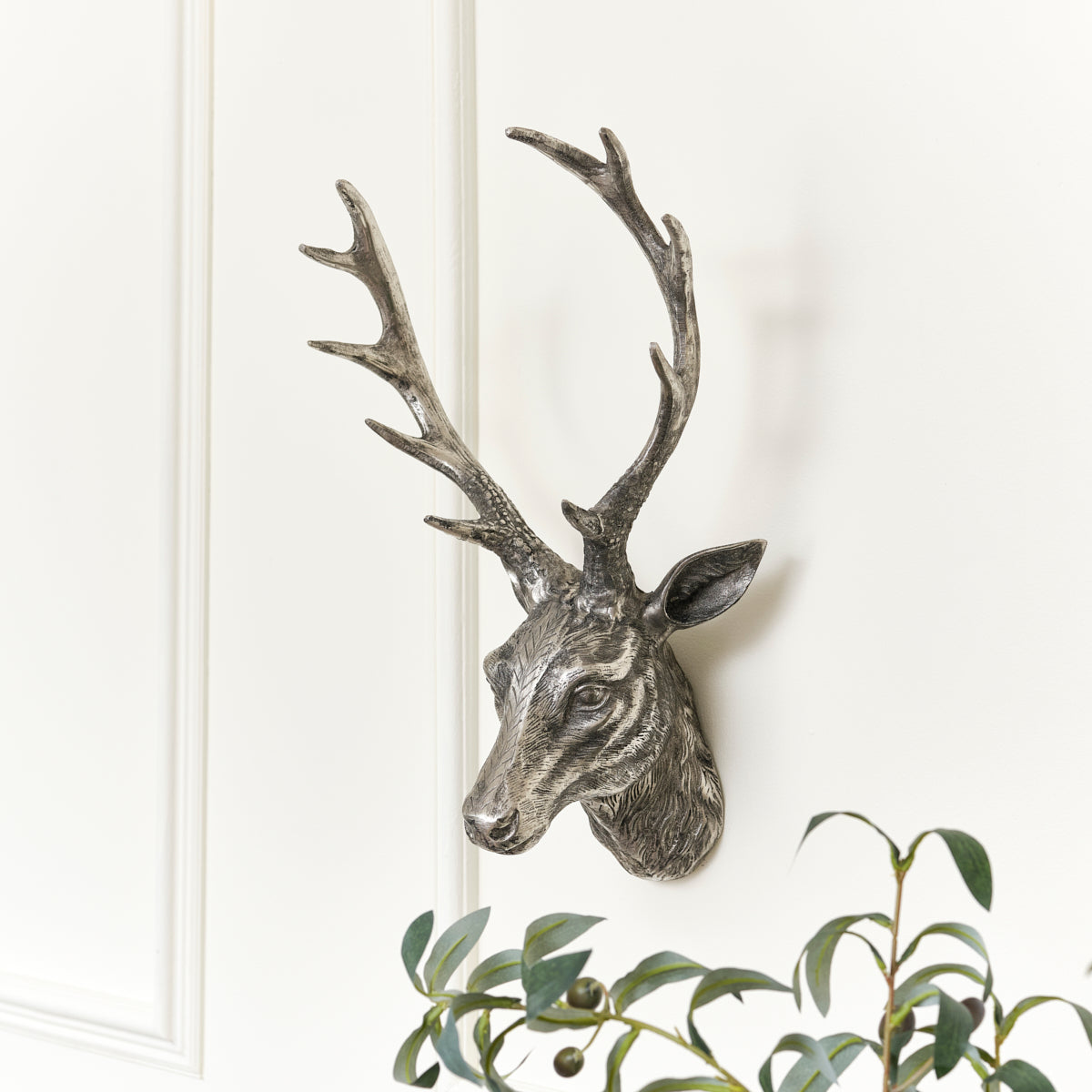 silver stag head wall decor
