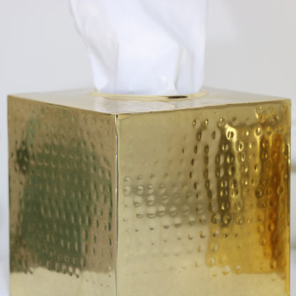 Hammered Gold Metal Tissue Box