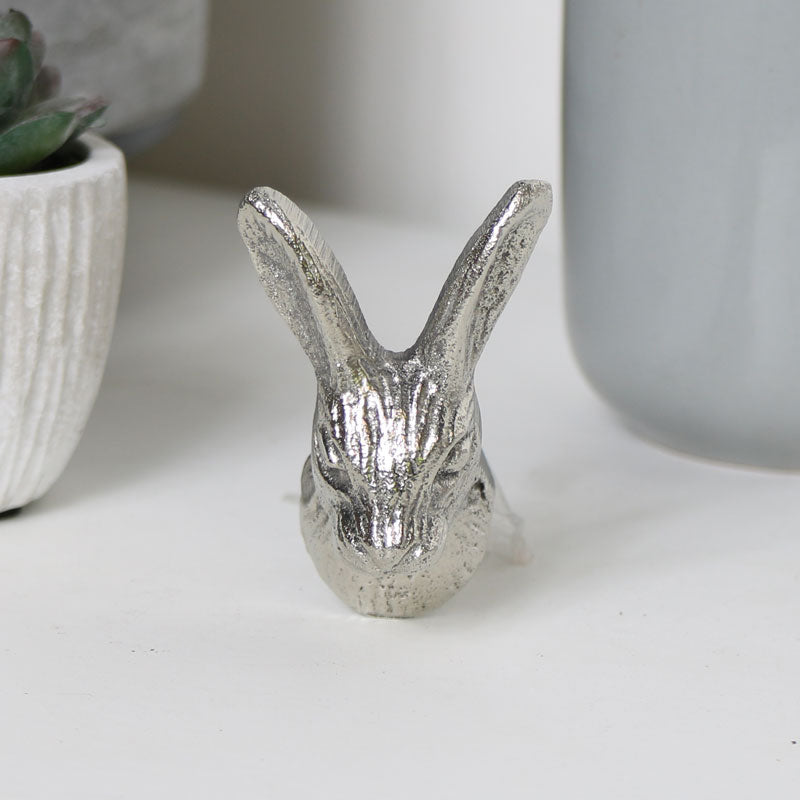 Silver Rabbit Head Drawer Knob