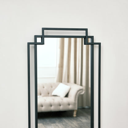 Black Art Deco Wall Mirror 142cm x 47cm