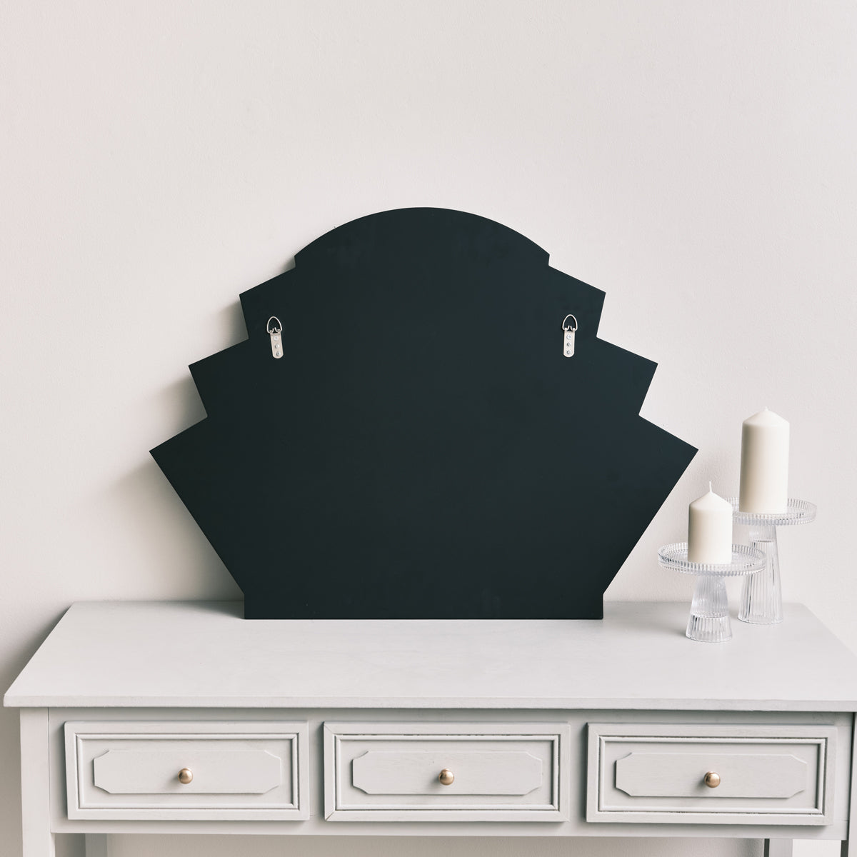 Black Glass Art Deco Arch Fan Wall Mirror 80cm x 60cm