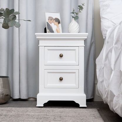 White Two Drawer Bedside Table - Daventry White Range