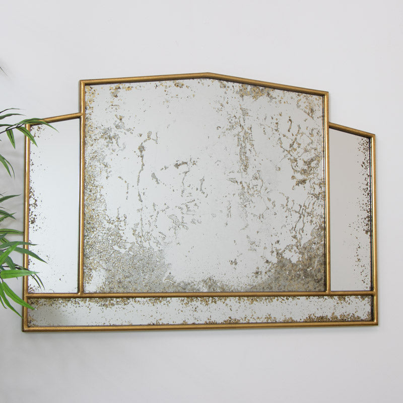 art deco gold mirror with antique glass
