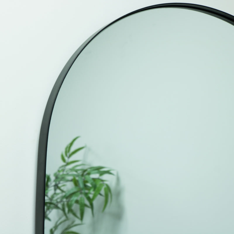 Large Framed Black Arched Mirror 100cm x 60xcm