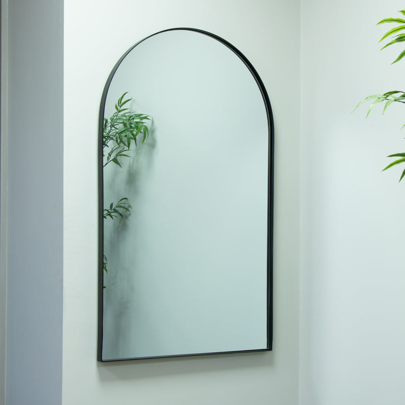 Large Framed Black Arched Mirror 100cm x 60xcm