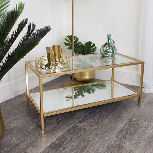  Gold Glass/Mirrored Coffee Table 