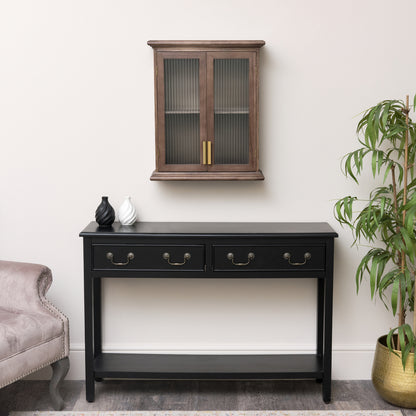 Wooden Reeded Glass Wall Cabinet