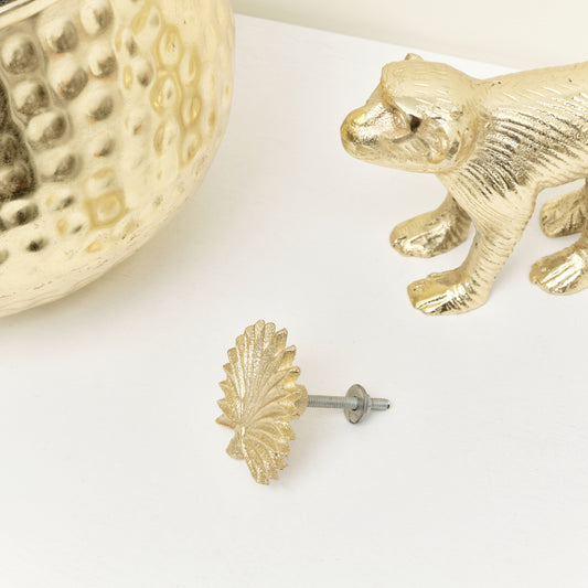  Gold Palm Leaf Drawer Knob 