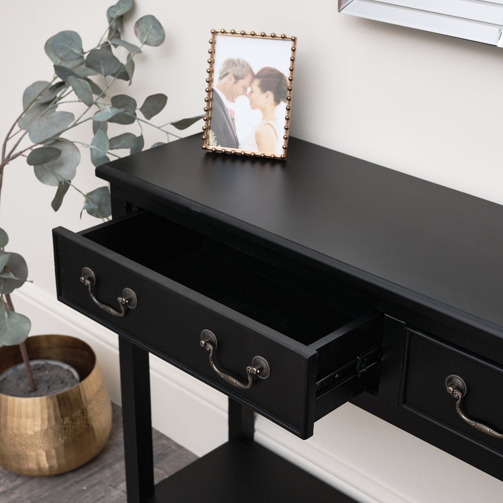 Large Black 2 Drawer Console Table – Windsor Browne