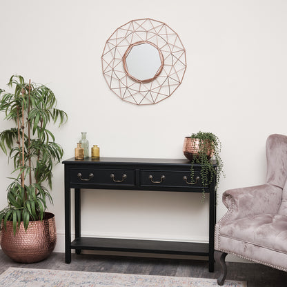 Large Black 2 Drawer Console Table