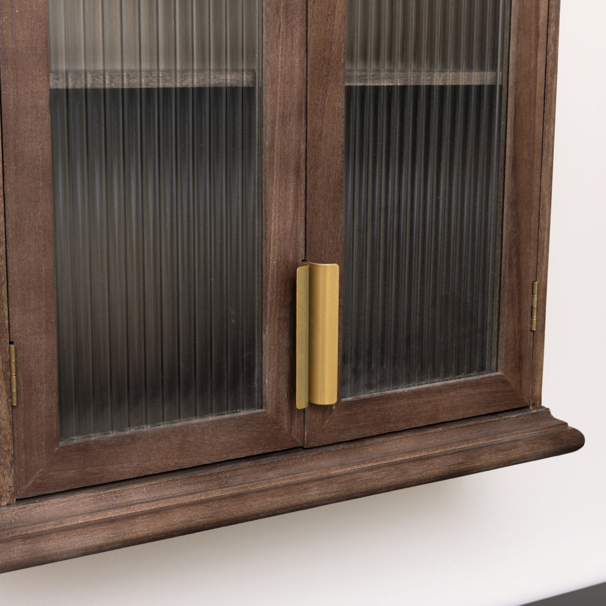 Wooden Reeded Glass Wall Cabinet