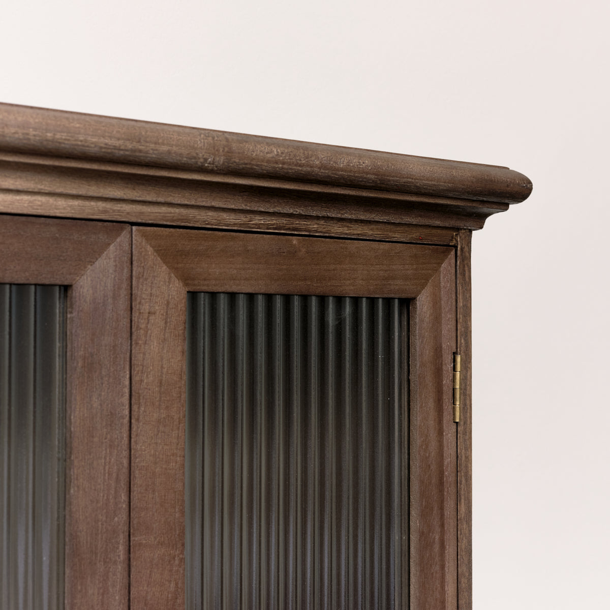 Wooden Reeded Glass Wall Cabinet