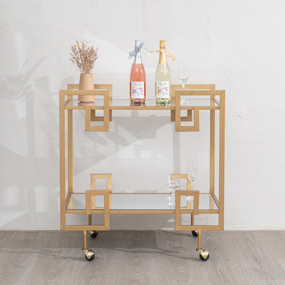 Large Gold Art Deco Mirrored Drinks Trolley With Wheels