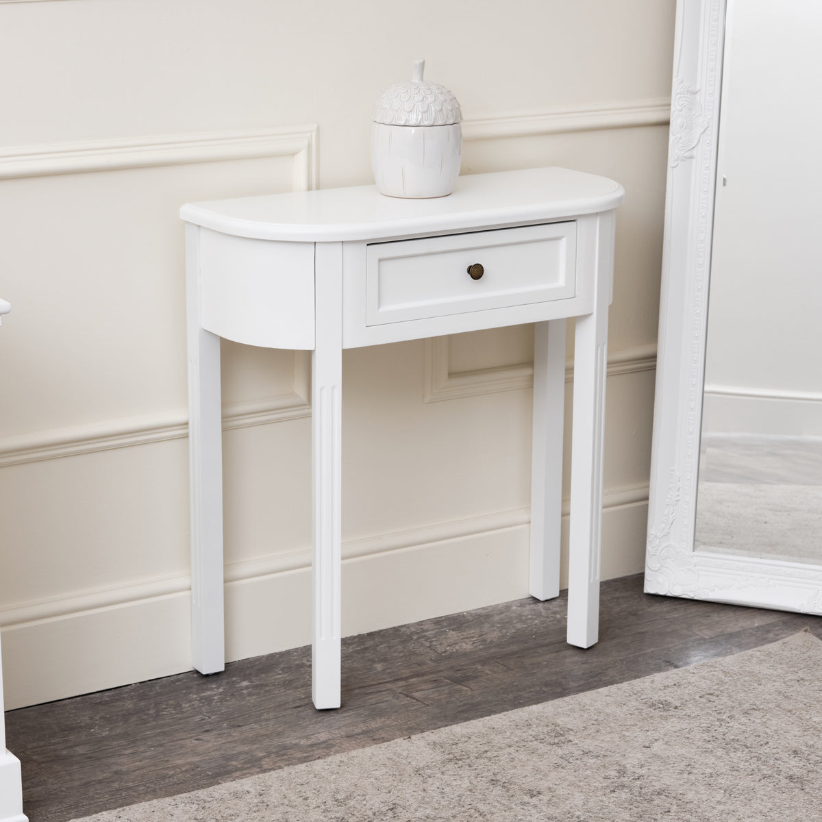 White Half Moon Table - Daventry White Range