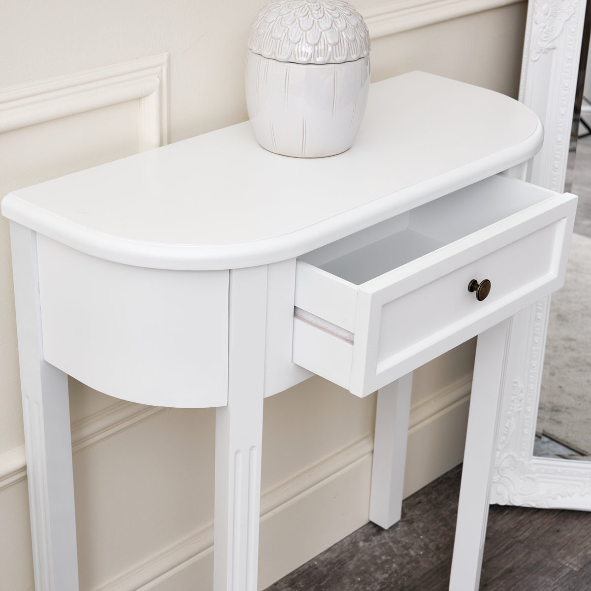 White Half Moon Table - Daventry White Range