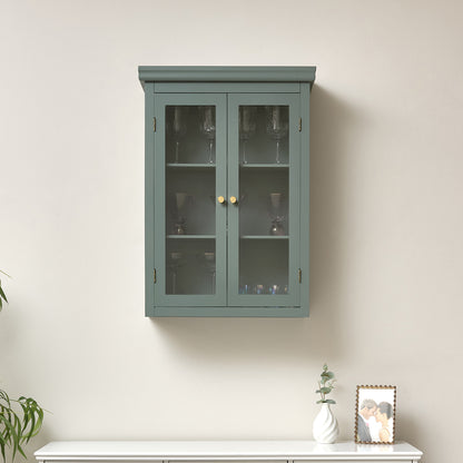 Green Glass Fronted Wall Cabinet 75cm x 57cm