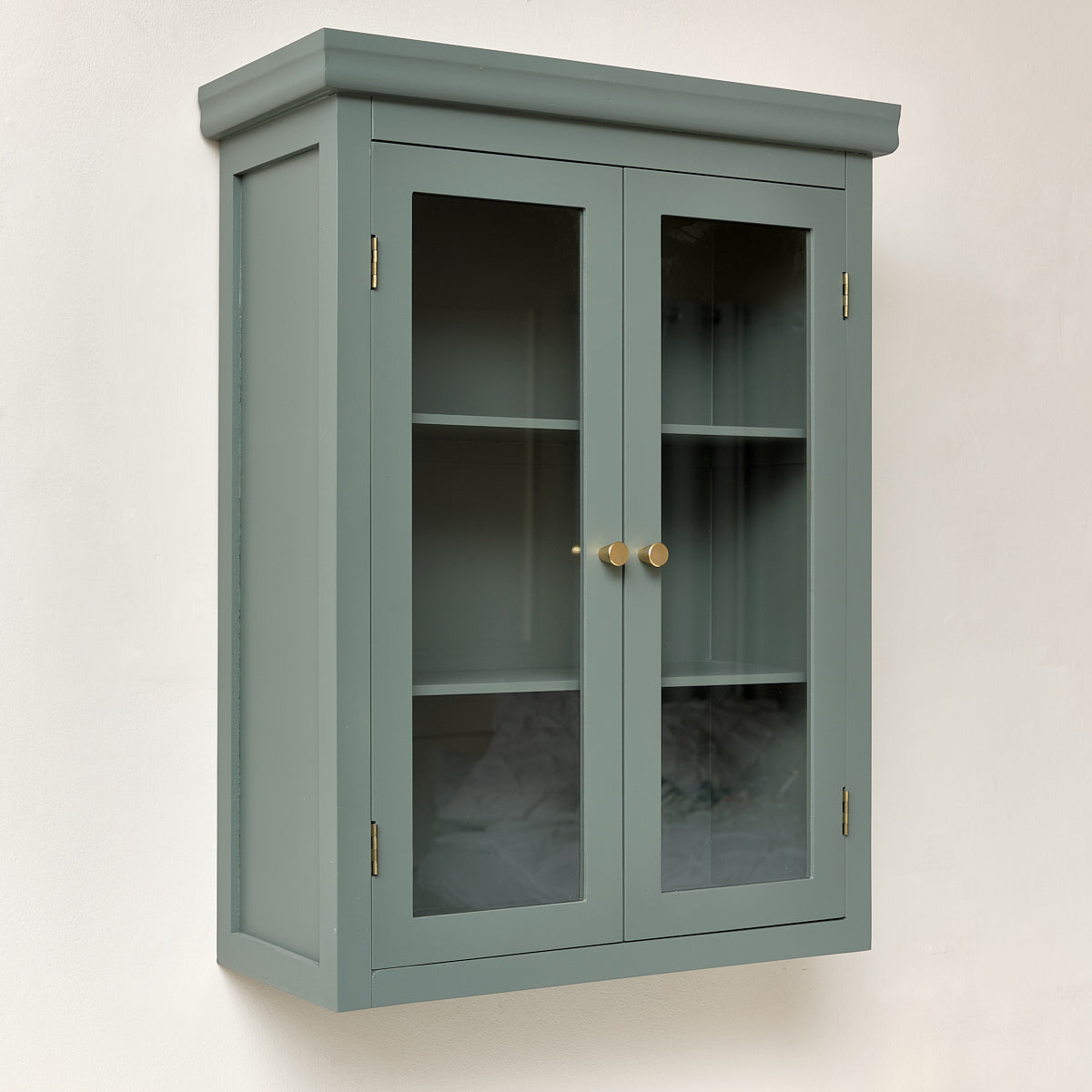 Green Glass Fronted Wall Cabinet 75cm x 57cm