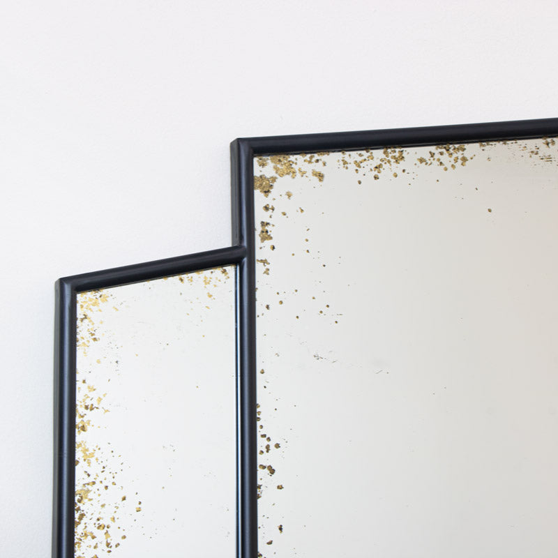 art deco black mirror with antique glass