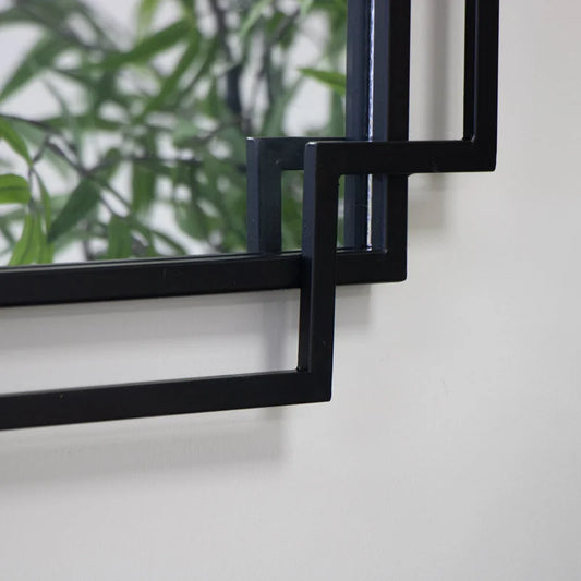  Black Matt Foiled Wall Mirror 94cm x 48cm 