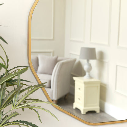 Large Round Gold Scalloped Wall Mirror 90cm x 90cm