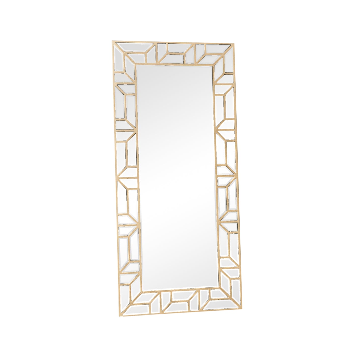Large Gold Geometric Framed Mirror 70cm x 150cm