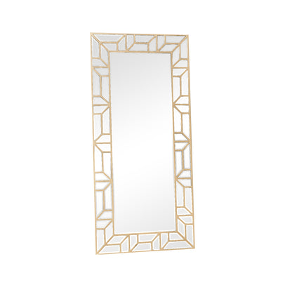 Large Gold Geometric Framed Mirror 70cm x 150cm
