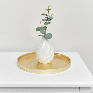  Medium Round Gold Metal Tray - 25.5cm 