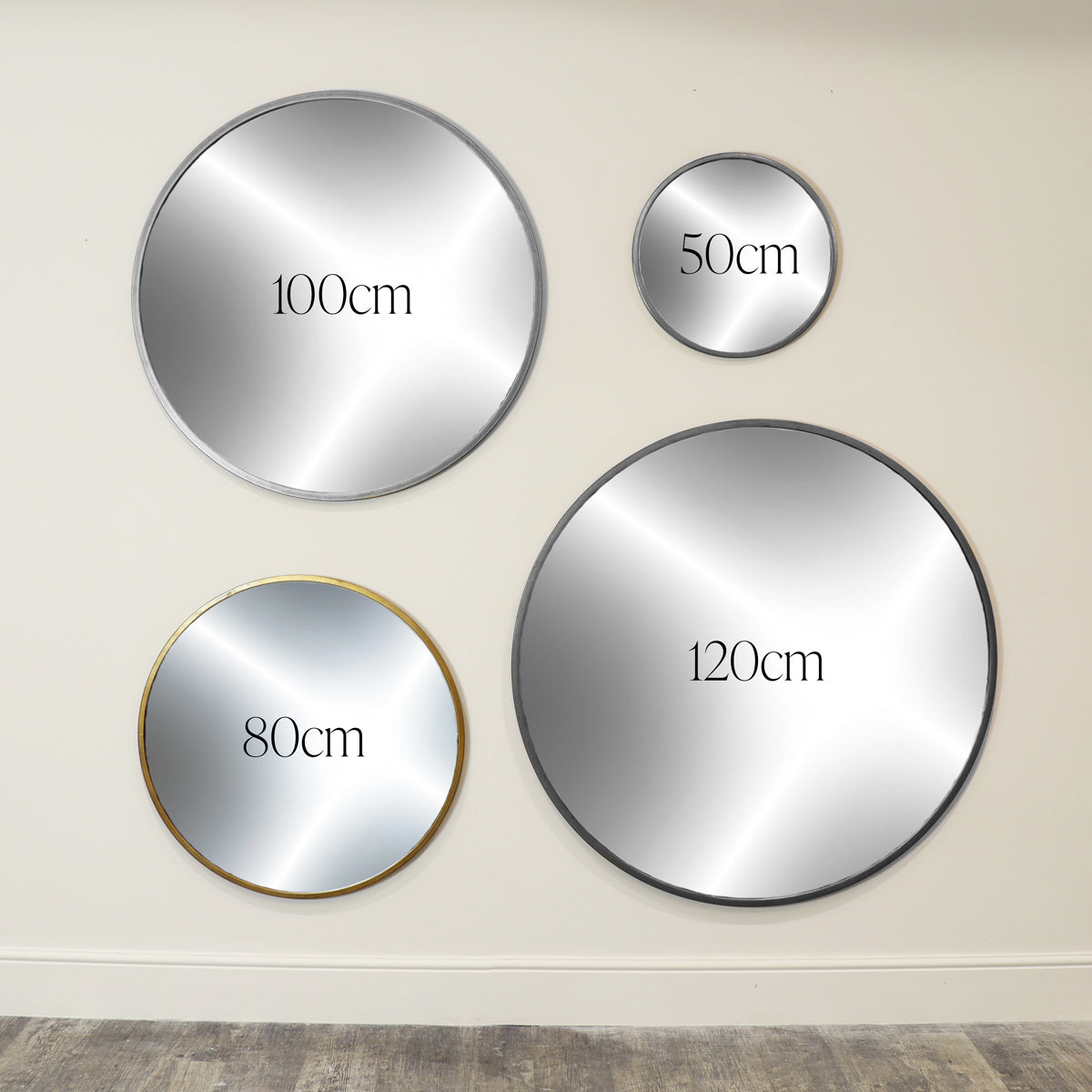 Large Round Gold Framed Wall Mirror 80cm x 80cm