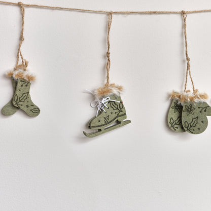 Green & White Winter Garland / Table Scatters - 120cm