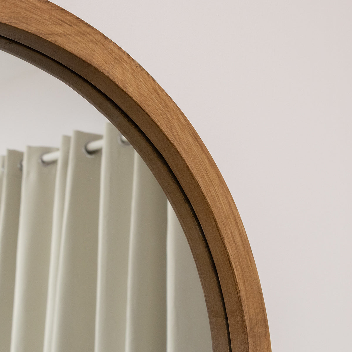 Round Dark Wood Frame Mirror - 55cm