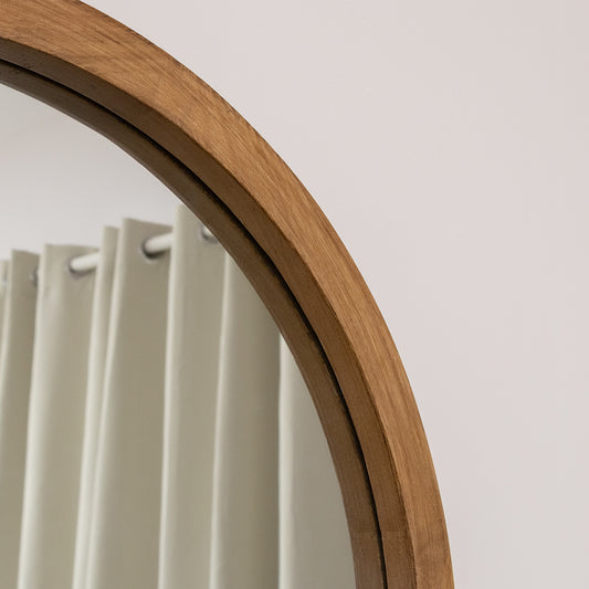  Round Dark Wood Frame Mirror - 55cm 