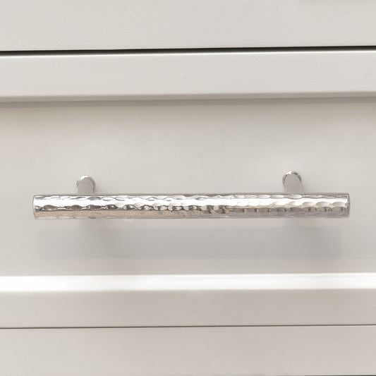  Silver Metal Hammered Bar Pull Drawer Handle 