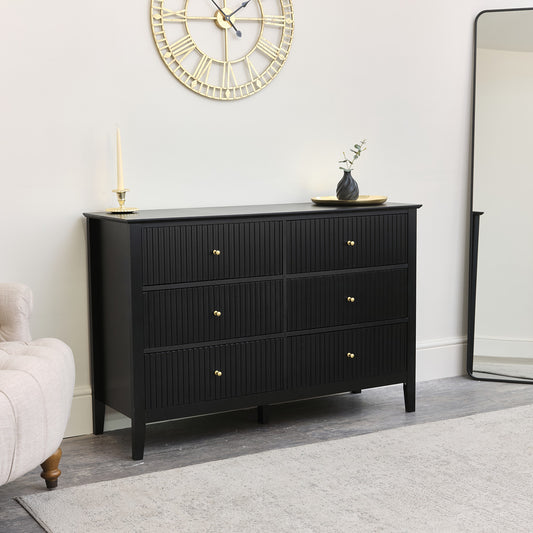  Large 6 Drawer Chest of Drawers - Hales Black Range 