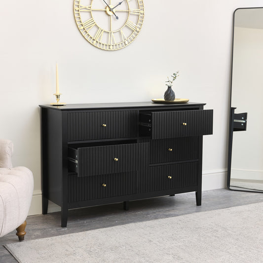  Large 6 Drawer Chest of Drawers - Hales Black Range 