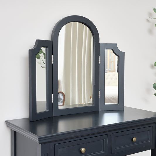  Black Arched Triple Dressing Table Mirror - Daventry Black Range 