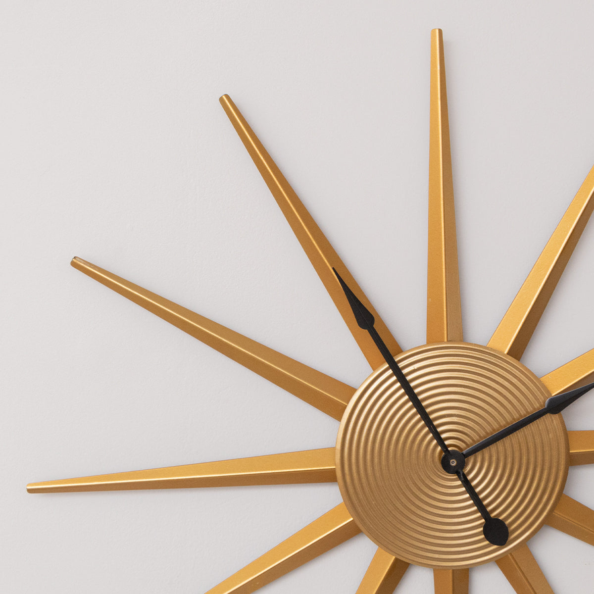Gold Metal Starburst Detail Wall Clock - 60cm x 60cm