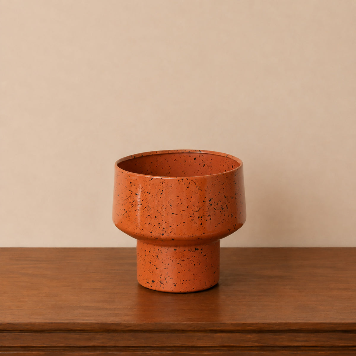 Medium Orange Rust Speckled Iron Planter Pot - 18cm x 16cm