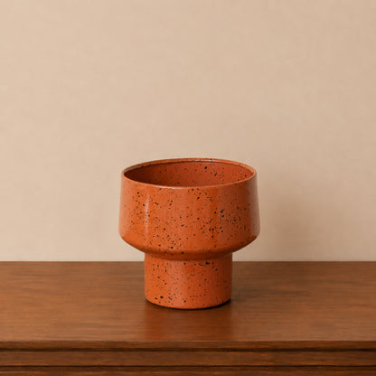 Medium Orange Rust Speckled Iron Planter Pot - 18cm x 16cm