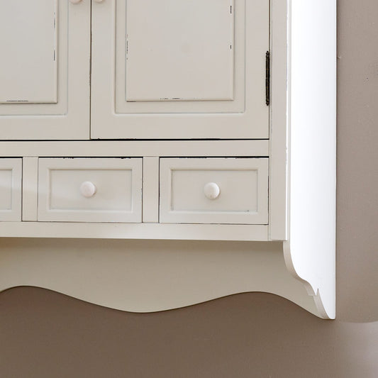  Cream Wall Mounted Cupboard with Drawers - Lyon Range 