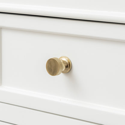 Set of 4 Shiny Gold Ribbed Edge Round Drawer Knobs