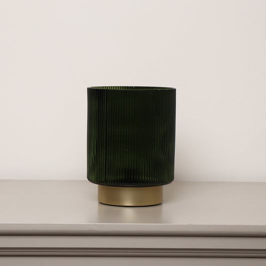 Dark Green Ribbed Glass Ambient Table Lamp 