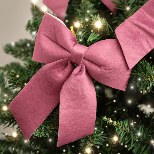  Set of 4 Dark Red Velvet Christmas Bows 