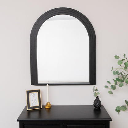 Large Black Arched Wall Mirror - 90cm x 77cm
