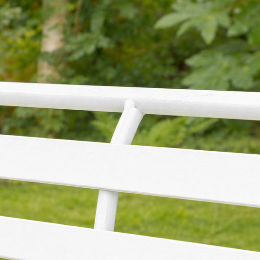 White Metal Ornate Distressed Garden Bench - 100cm x 92cm 