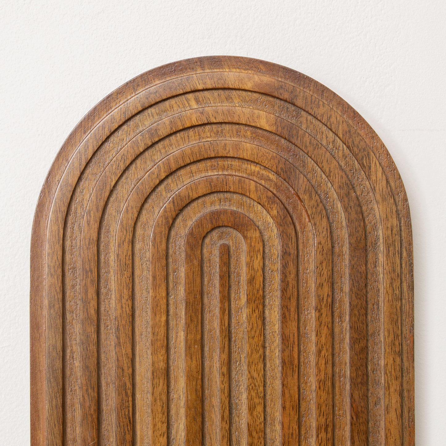 Dark Wood 2 Tier Arched Fluted Wall Shelf - 30cm x 60cm