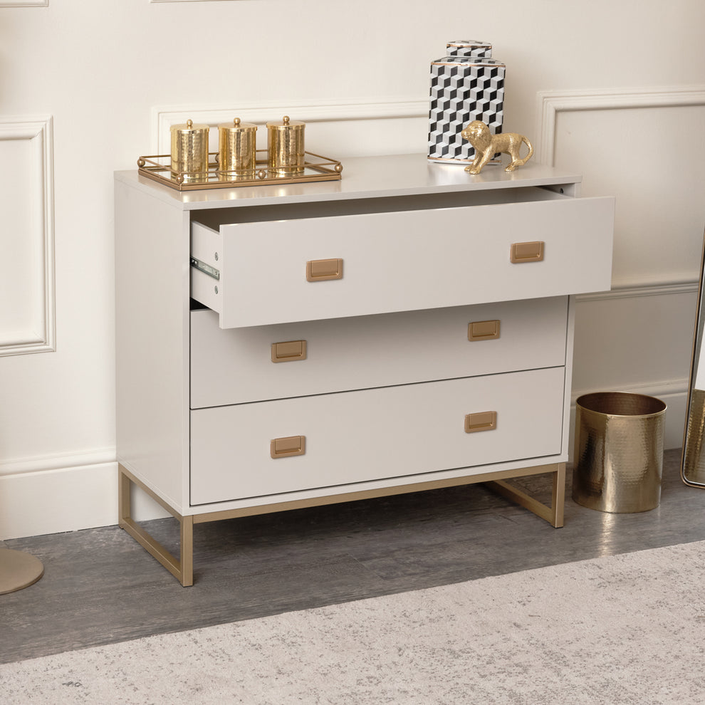 Large 3 Drawer Chest of Drawers - Elle Stone Range – Windsor Browne