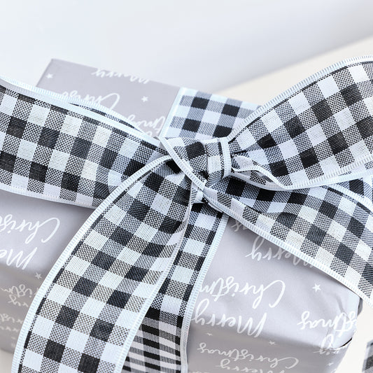  Large Black & White Checked Ribbon Garland - 270cm 