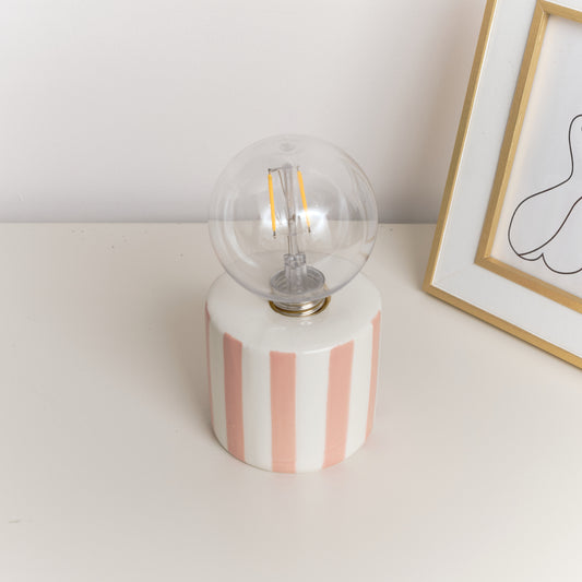  Pink Cabana Stripe LED Desk Lamp 18cm 
