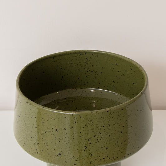  Round Olive Green Speckled Iron Planter Pot - 24cm x 20cm 