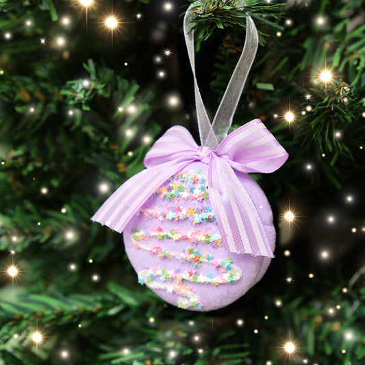  Set of 2 Pink & Purple Pastel Hanging Macaron Bauble Decorations - 5.5cm 